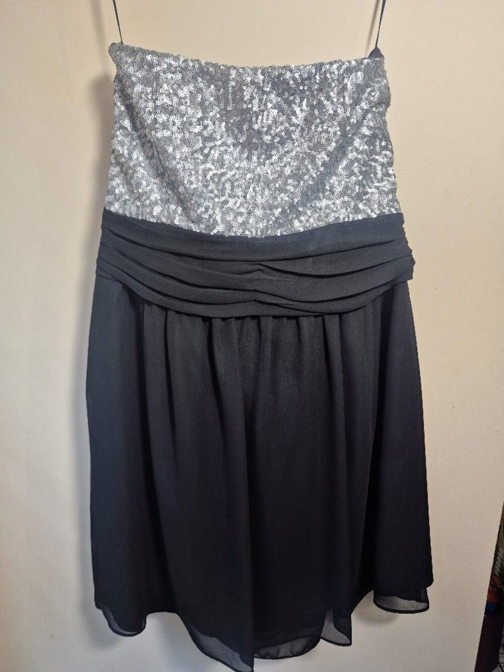 Express Strapless Silver Sequin Cocktail Dress Size 12